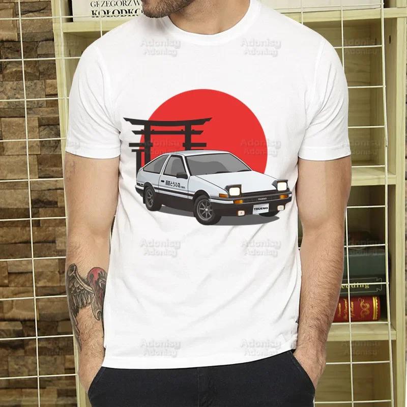 Initial D T Shirt  Unisex Retro Washed Tops Tees Harajuku AE86 Drift Tshirt Hip Hop Male Fujiwara Tofu JDM Japanese T-shirts Shirt