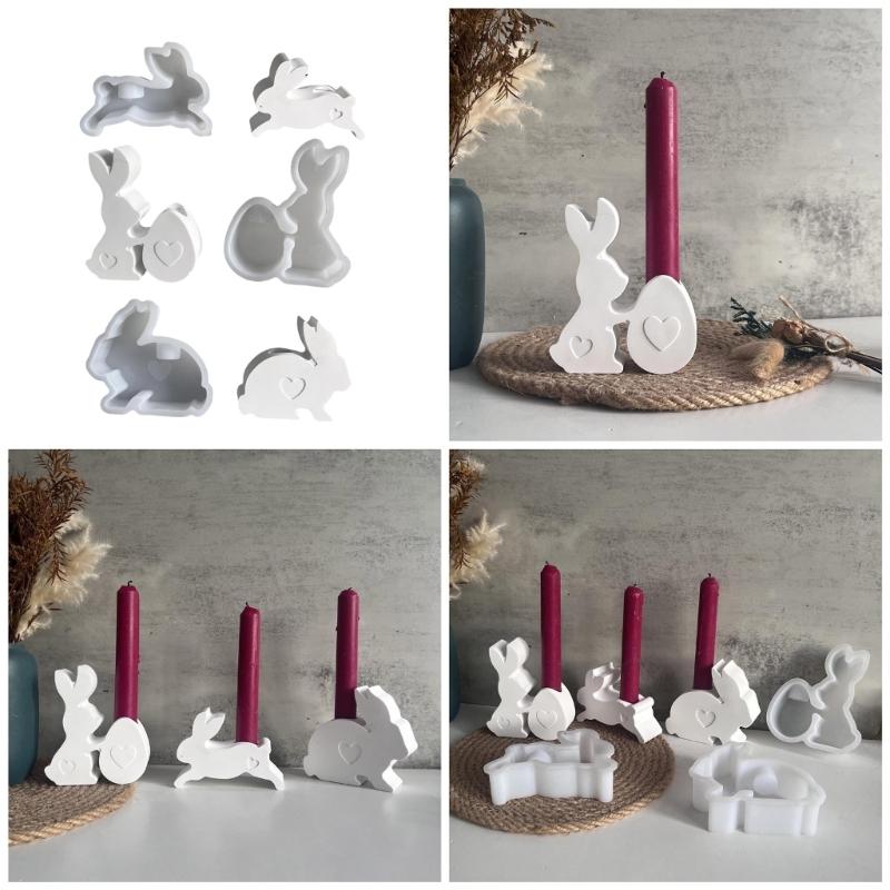 Pack of 3 Candle Holder Molds Silicone Crafting Molds Rabbit Shape Candle Base Moulds Silicone Texture for Crafting