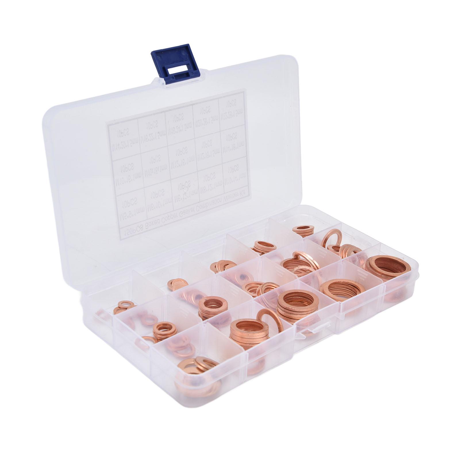 

150Pcs Copper Washer Sealing Washers Assortment Oil Seals Gasket for Pumps Valves M5M22