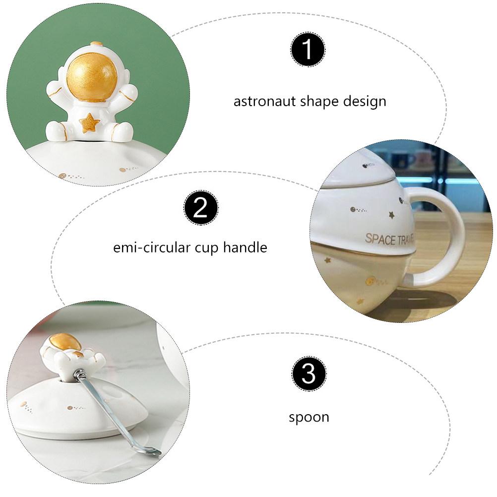 1Set Space Astronaut Mug Cartoon Ceramic Cup Practical Long Lasting Unique Gift Friends Home Decor Cartoon Ceramic Mug