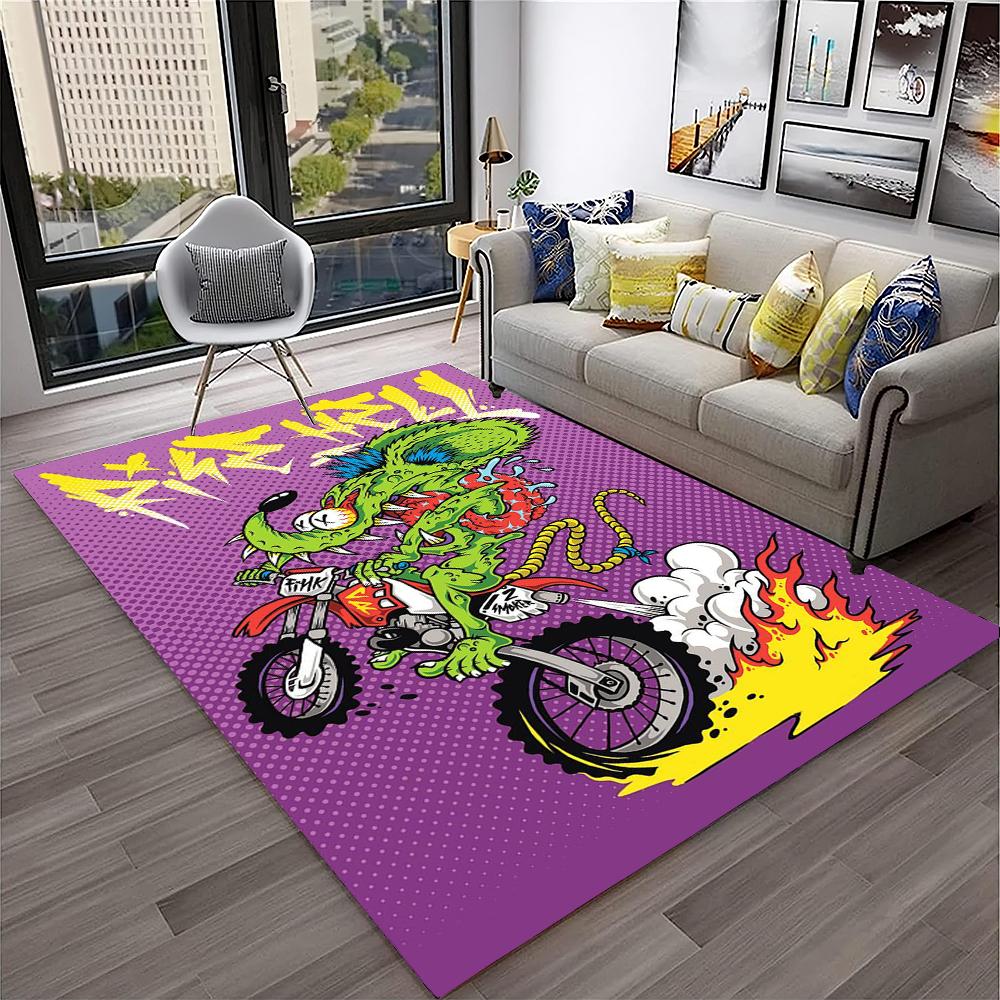 3D Funny Rat Fink Cartoon Movie Koberec pro domácí obývací pokoj Ložnice Pohovka Rohožka Dekor, dětský koutek Koberec Protiskluzová podložka na podlahu