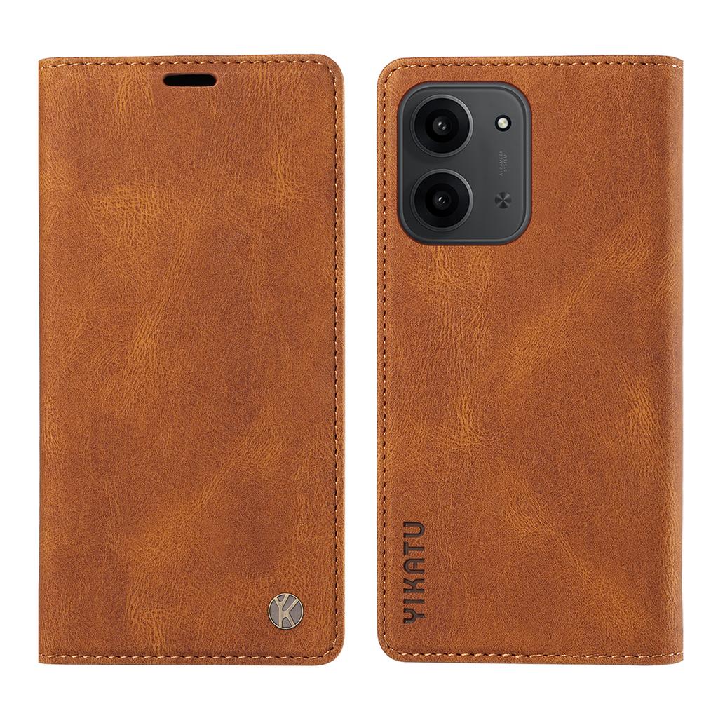 For Xiaomi Redmi 15C 4G (173 mm) Lærdeksel YIKATU YK-004 Hudfølelse Lommebok Telefondeksler