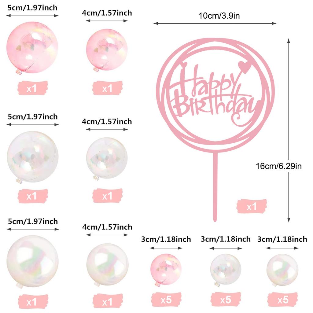 22 Stück Bunte Kugel Kuchenaufsatz Mini Ballon Cupcake Topper DIY Schaumkugel Kuchenstecker Dekoration für Hochzeit Jubiläumsparty