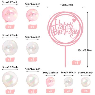 22 Peças Topper de Bolo Colorido de Bola Mini Balão Topper para Cupcake Bola de Espuma DIY Decoração de Inserção para Bolo para Festa de Casamento Aniversário