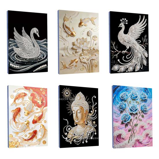 DIY Sada pro malování perličkami 3D plastová sada pro perličkové umění a řemesla Květinové a rybí vzory Perličkový umělecký projekt pro začátečníky i dospělé Domácí dekorace Slavnostní dárek