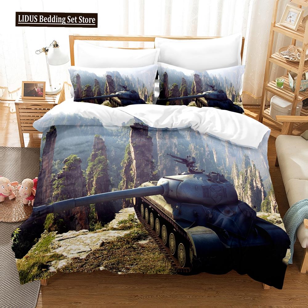 3D Tank Duvet Cover Tank Print War Military Weapon Theme For Children Teens Women Men Gifts For Bedroom Decorations Queen King