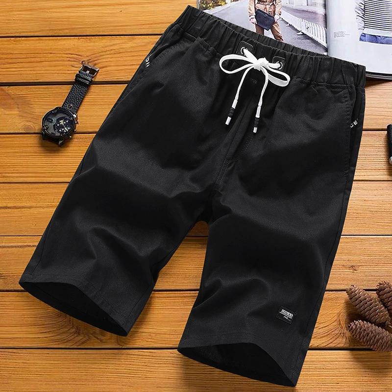Men's Cotton Linen Shorts Beach Pants Male Summer Breathable Solid Color Trousers Fitness Streetwear