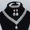 Wassertropfen Strass Ohrringe und Halsketten Set Grenzüberschreitend Elegant Braut Vollständiges Zubehör