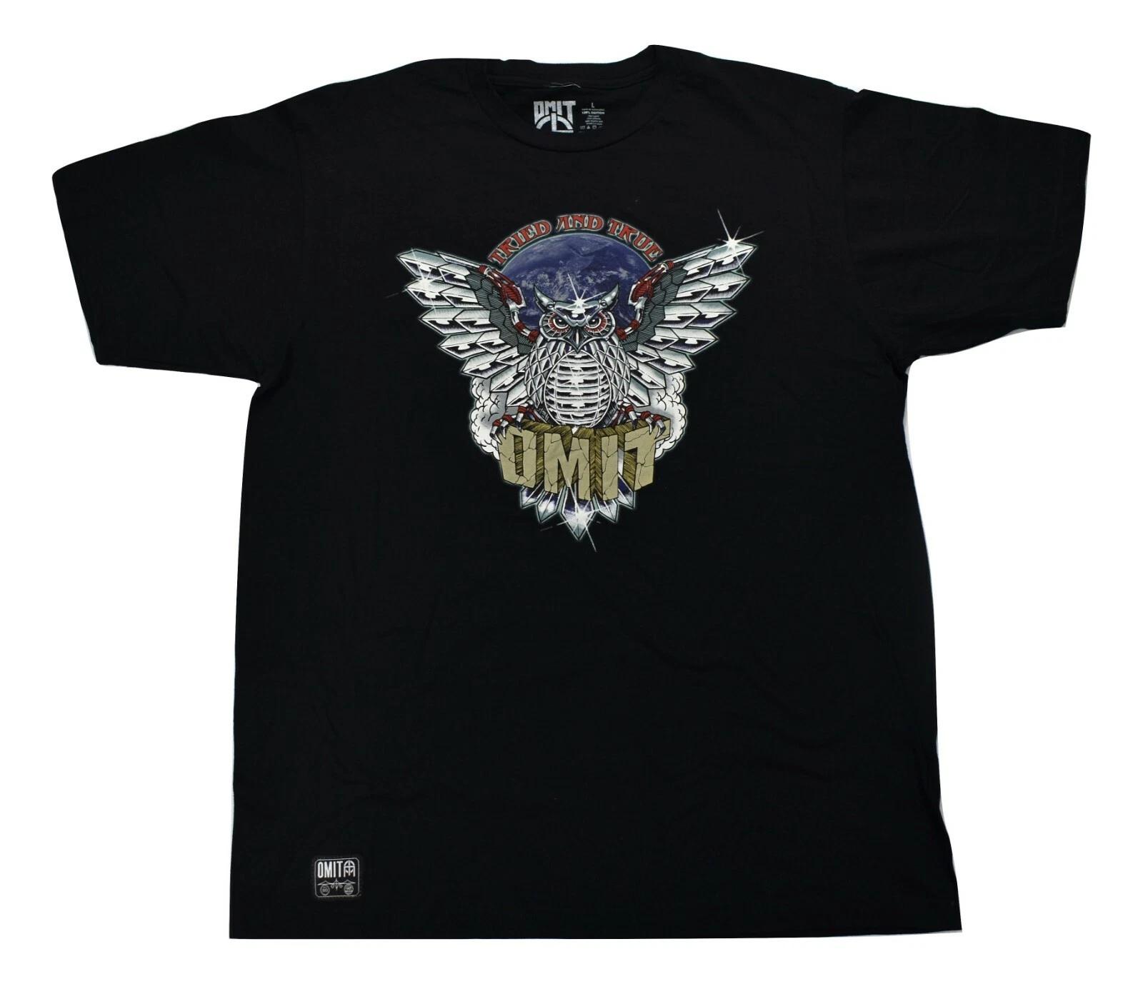 Omit Apparel Mens Tried And True Futuristic Robotic Owl Black Shirt New Large M