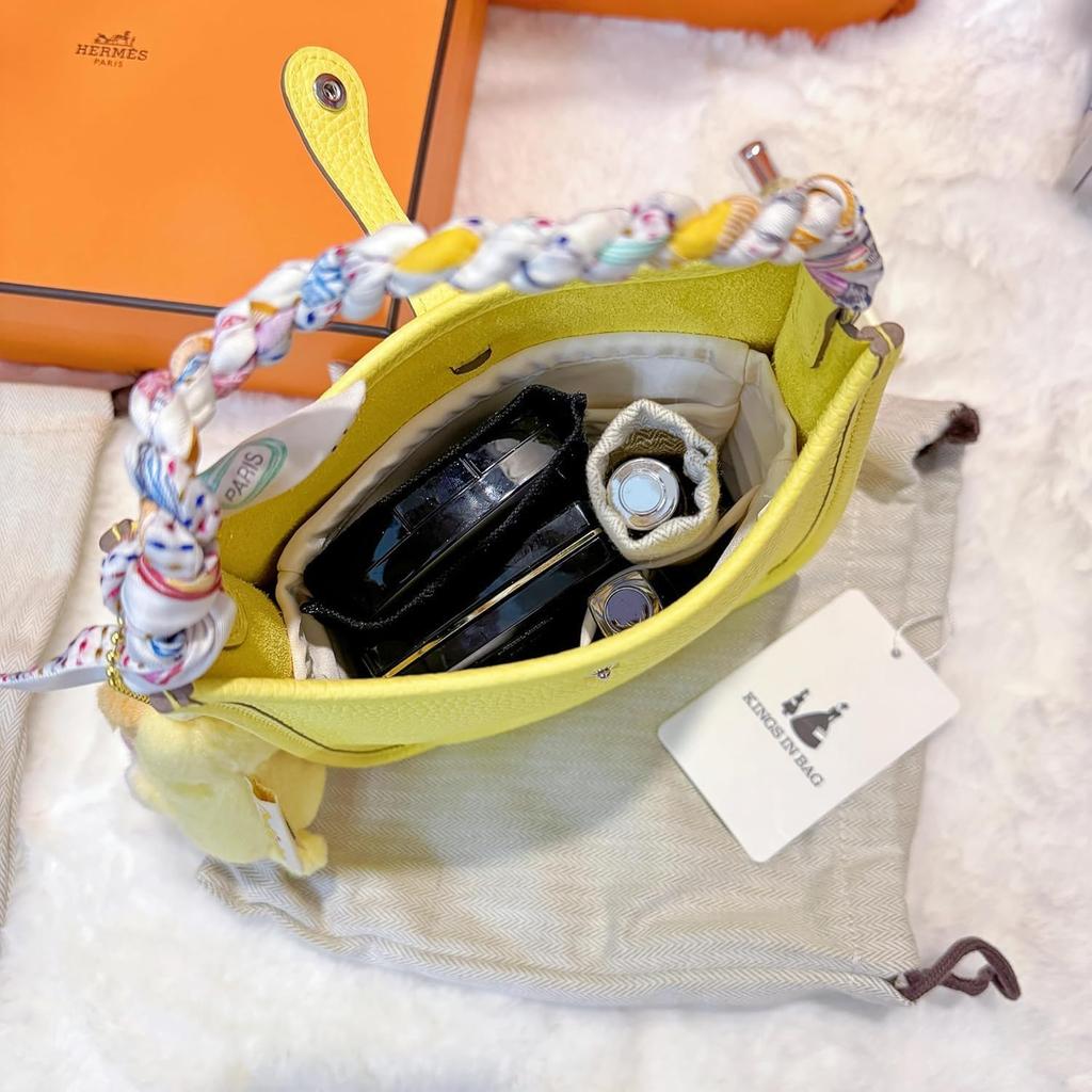 KINGS IN BAG Bag-in-Bag for Evelyn, Specially Designed Satin, Lightweight, Convenient, Freestanding, with Dividers, Small Size, Organized Storage,
