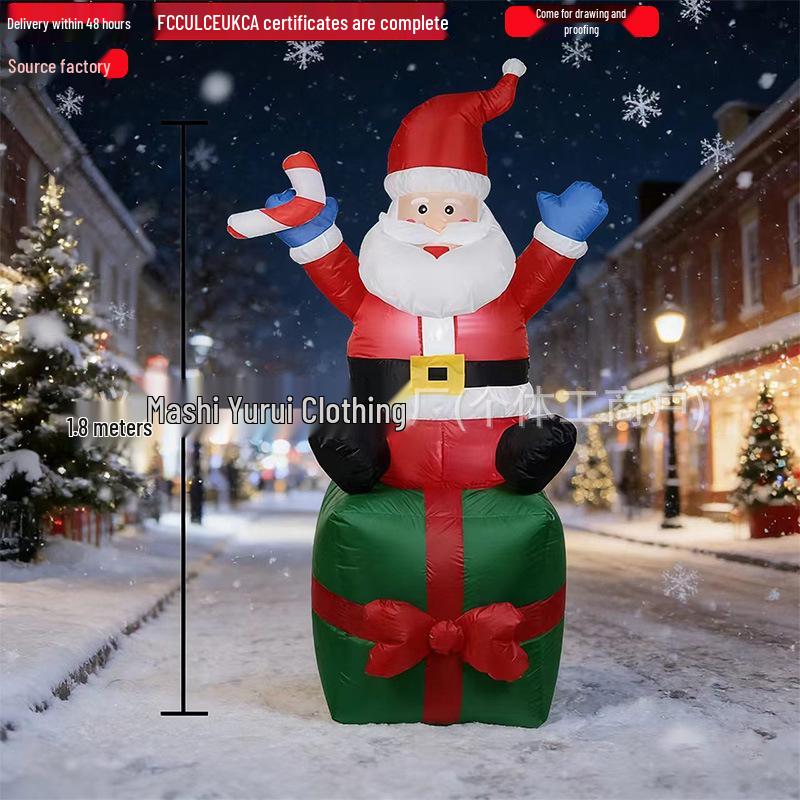 

6FT Outdoor Glowing Santa Claus Inflatable with Gift Bag - Christmas Decoration UK Plug