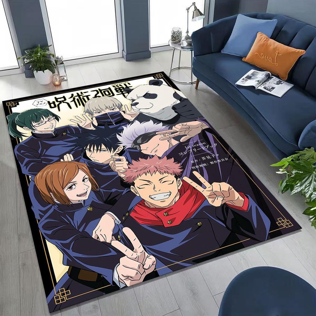 Anime Jujutsu Kaisen Yuji Satoru Kreskówkowy Dywanik do Sypialni Salonu Sofy Dekoracja Domu Wycieraczka, Duża Mata Podłogowa Antypoślizgowa do Zabawy dla Dzieci