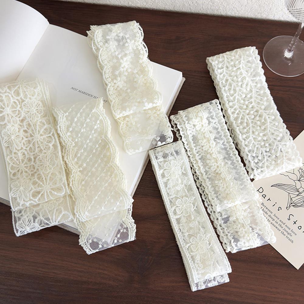 Y2k Elegant Lace Scarf White Flower Lace Necklace Romantic Birthday Gifts Girls French Lace Hair Rope Multi-Function Neckerchief