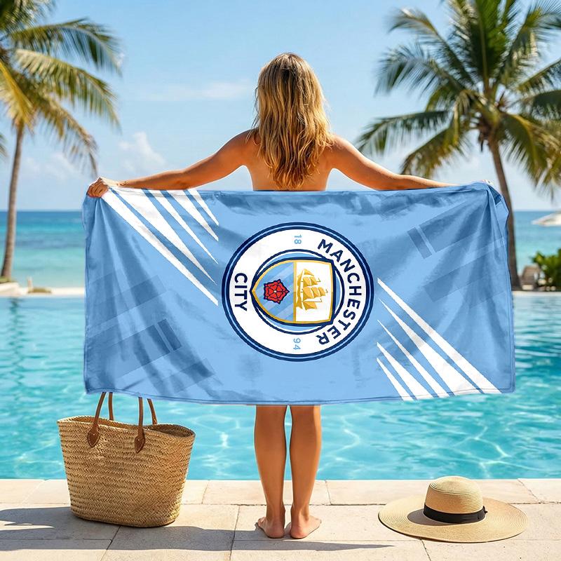 Manchester City Strandtuch Weiches Mikrofaser-Sommertuch Schnelltrocknendes Saugfähiges Handtuch für Strand, Schwimmbad, Reisen