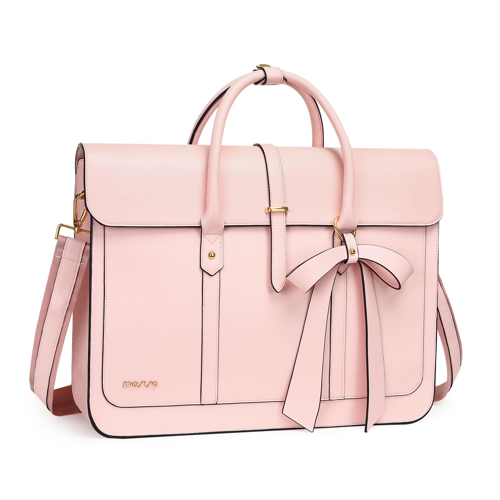 

Laptop PU Leather Laptop Shoulder Convertible to Messenger Casual Hand Work Brief Case Travel with Bowknot [MOSISO] Women s Case, 13-14 Inch, Bag, рожевий