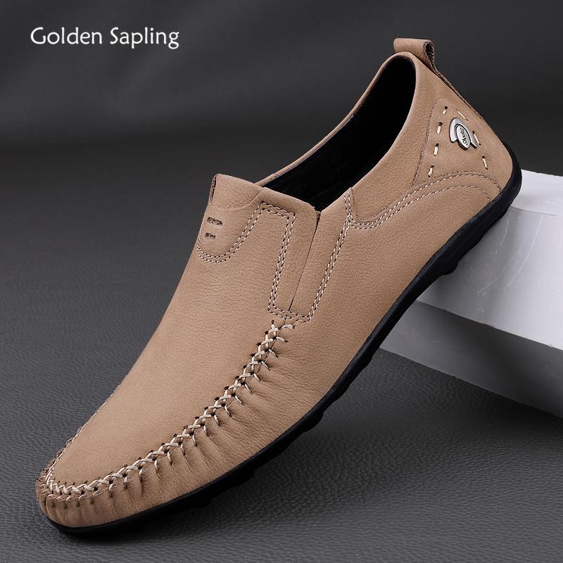 Golden Sapling Elegant Men's Casual Shoes Genuine Leather Loafers Leisure Flats Formal Party Footwear Business Shoes Men