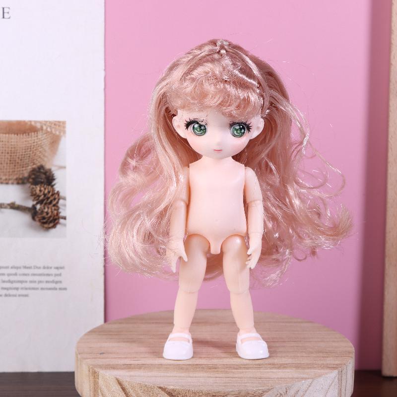 1 Sada Krásná Manga Obličej 16Cm 1/8 Panenky Holé Tělo 3D Skutečné Oči Oblékací Panenka Mini Panenka na Hraní Hračka Děti Dívky Dárek