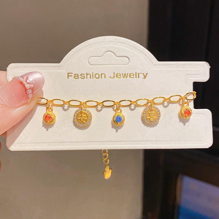 Браслет-подвеска с цветами в дворцовом стиле, из меди с золотым гальваническим покрытием, для женщин разноцветный