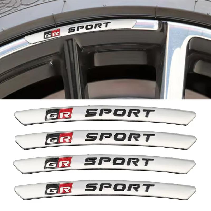 4Pcs Aluminium Car Wheel Sticker Emblem Badge For Toyota GR Sport Logo Gazoo Racing YARiS Corolla RAV4 C-HR Camry Supra Prado