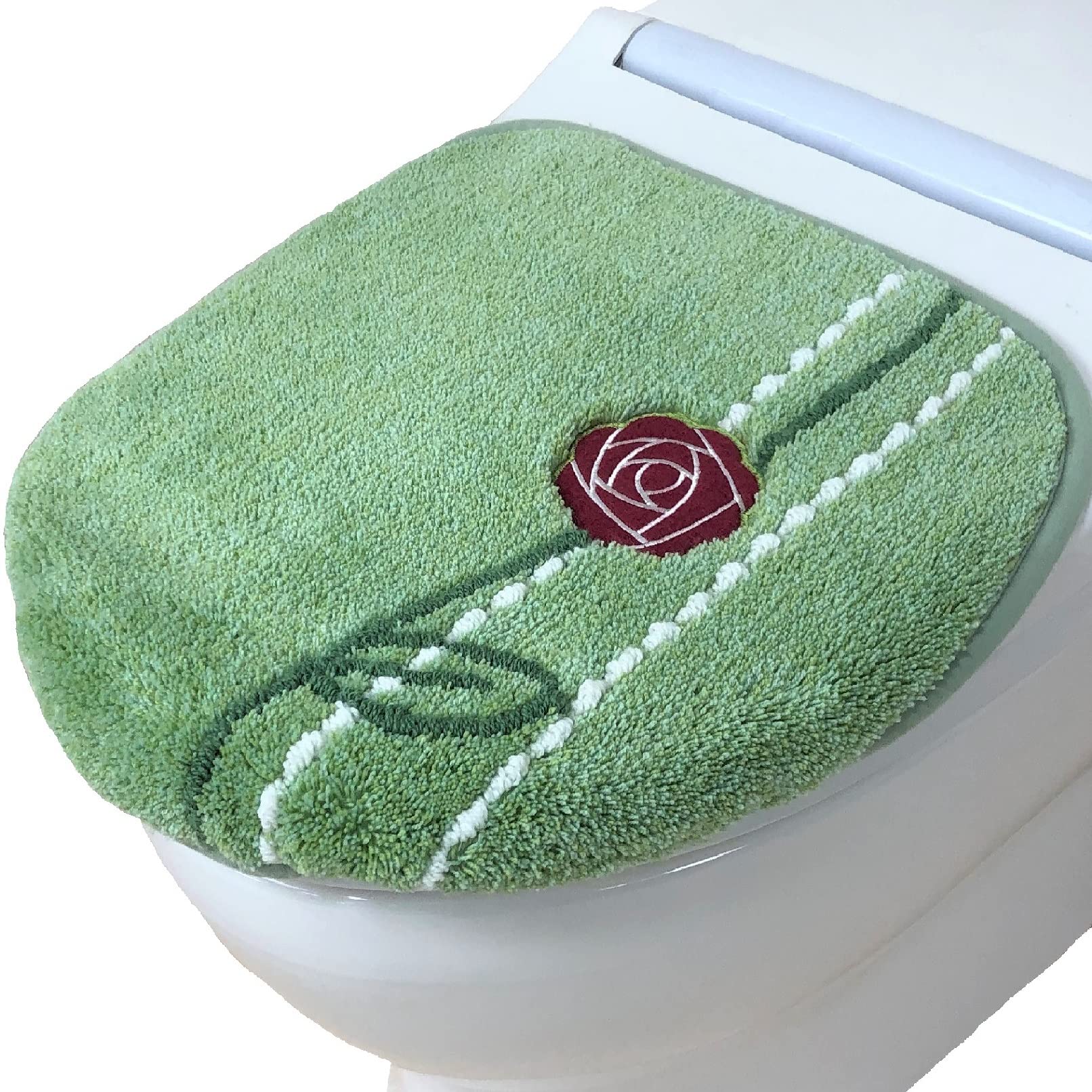 

Senko Charmon Toilet Lid Rose Modern 38887 Cover, Adhesive, Multi-Type, Green, Embroidery, Design, зелёный