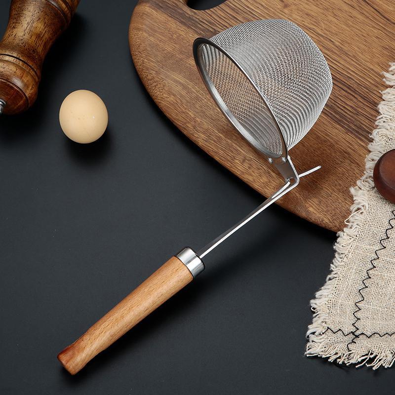 Stainless Steel Hot Pot Colander Noodle Deep Drainer Frying Basket Sink Strainer With Wood Handle For French Cooking Spoon
