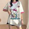 Korean style loose-fitting T-shirt, Hello Kitty soccer T-shirt, sports T-shirt, streetwear.