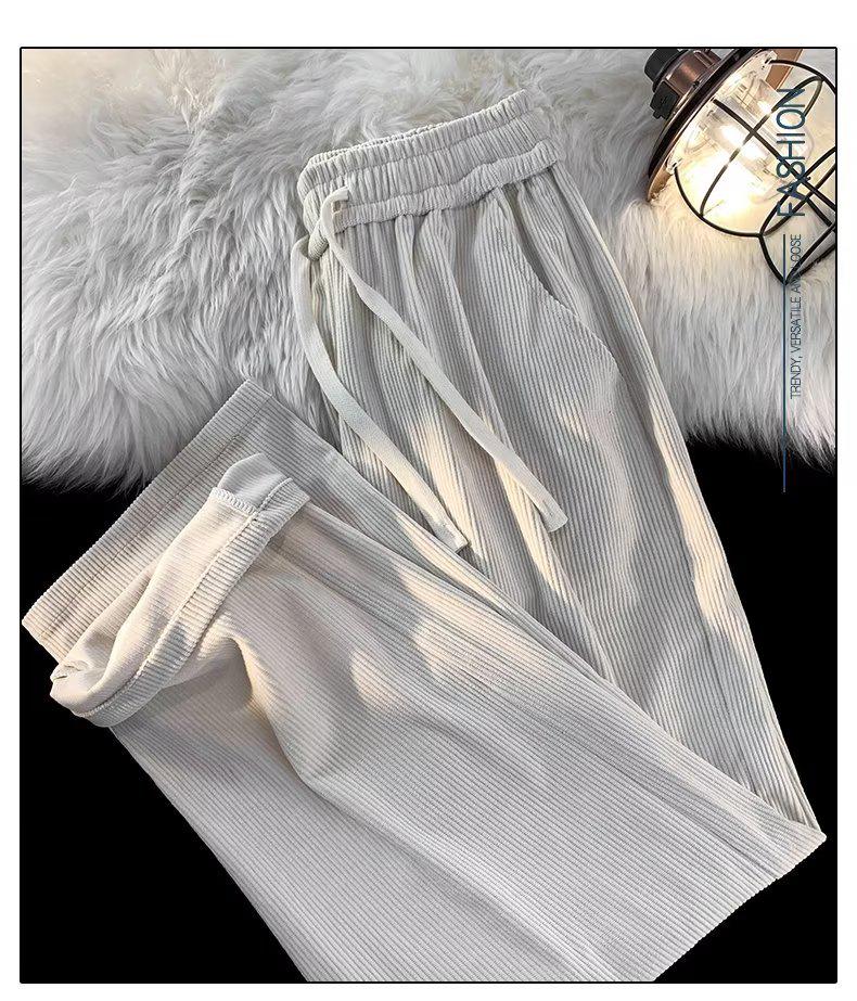 Unisex Retro Corduroy Wide-Leg Pants for Spring/Autumn