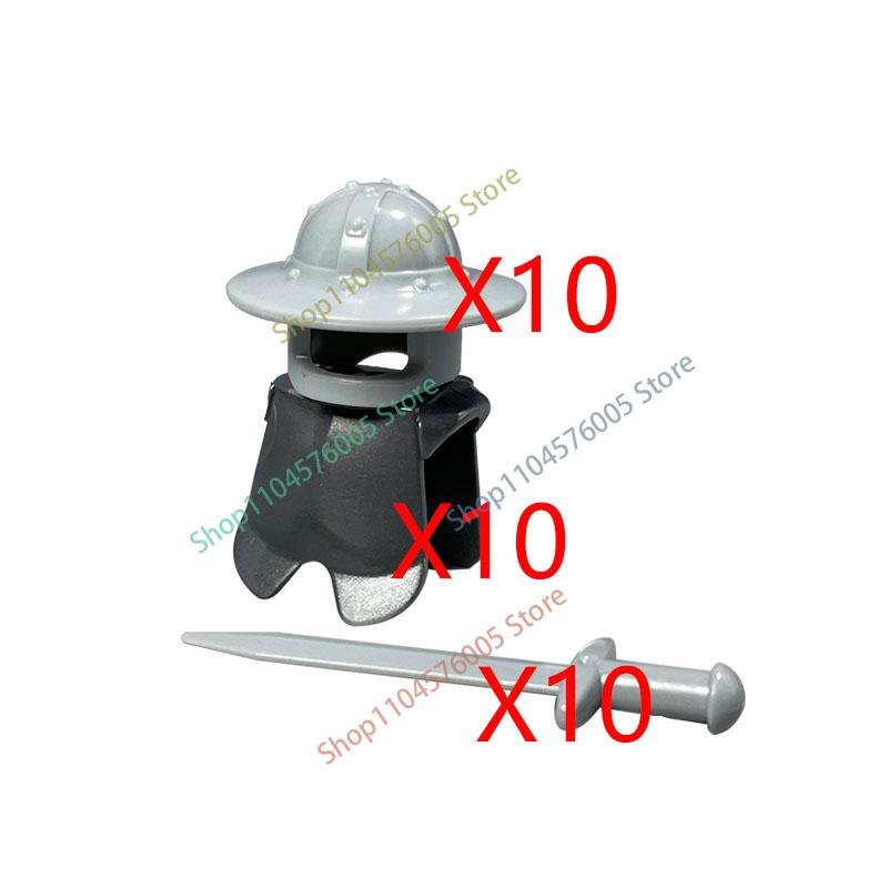 MOC Castello Medievale Cavaliere Armatura Figura Parti Blocchi da Costruzione Tempio Aquila Nera Cavaliere Guerriero Armi Accessorio Mattoncini Giocattolo T01