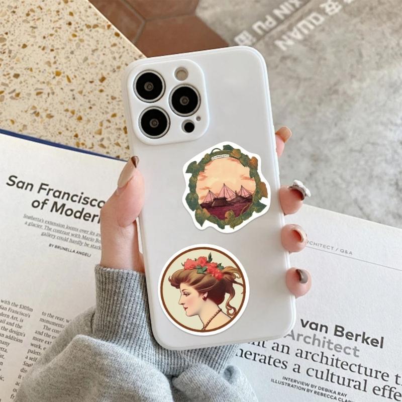 50Pcs Faded Cartoon Stickers Reusable Adhesive Decals Sheets Suitable For Notebook Phone Laptop Accessories Decorations