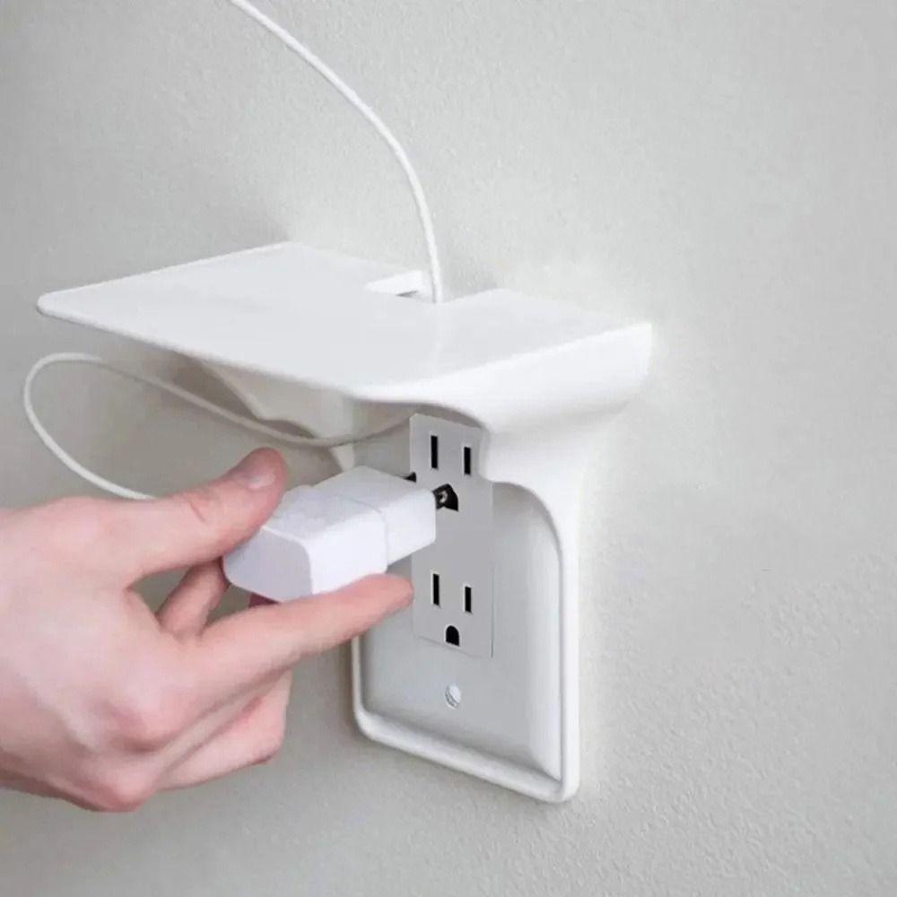 2PCS No Drilling Switch Storage Rack Plastic USB Rack Convenient Wall Outlet Shelf  Living Room