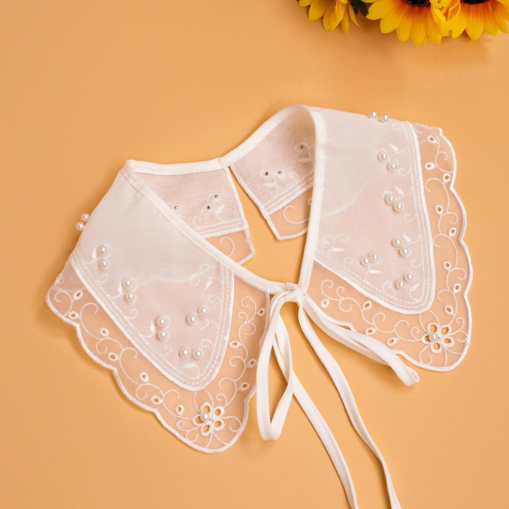 Fake Collar Comfortable Organza Embroidered Collar Detachable Shirt Collar Retro For Photo Shoots Office Styling Parties