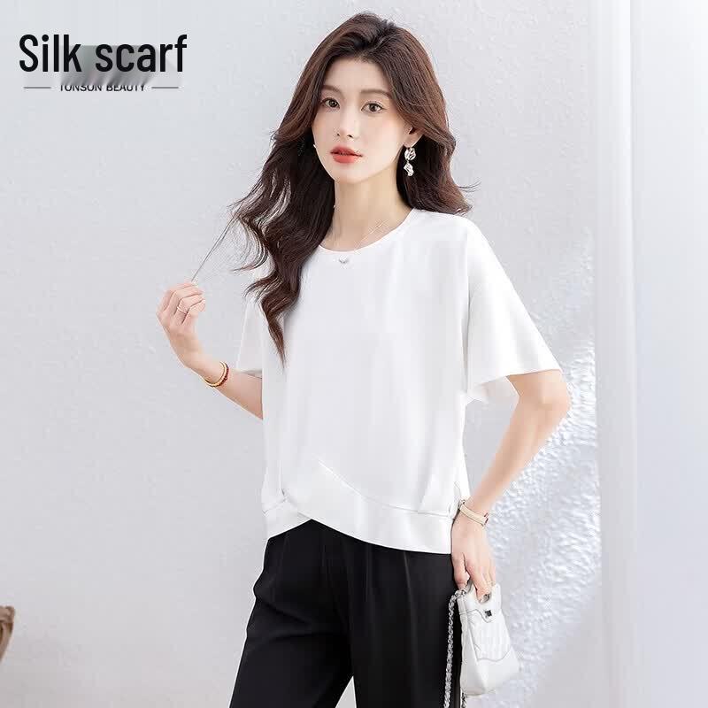 Women s Round Neck Drop Shoulder T-Shirt M