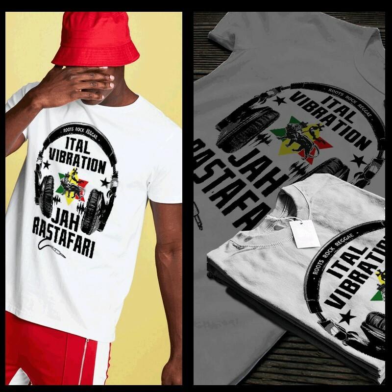 Reggae t shirt Jah Rastafari Haile Selassie DJ Selector dub style roots XL white