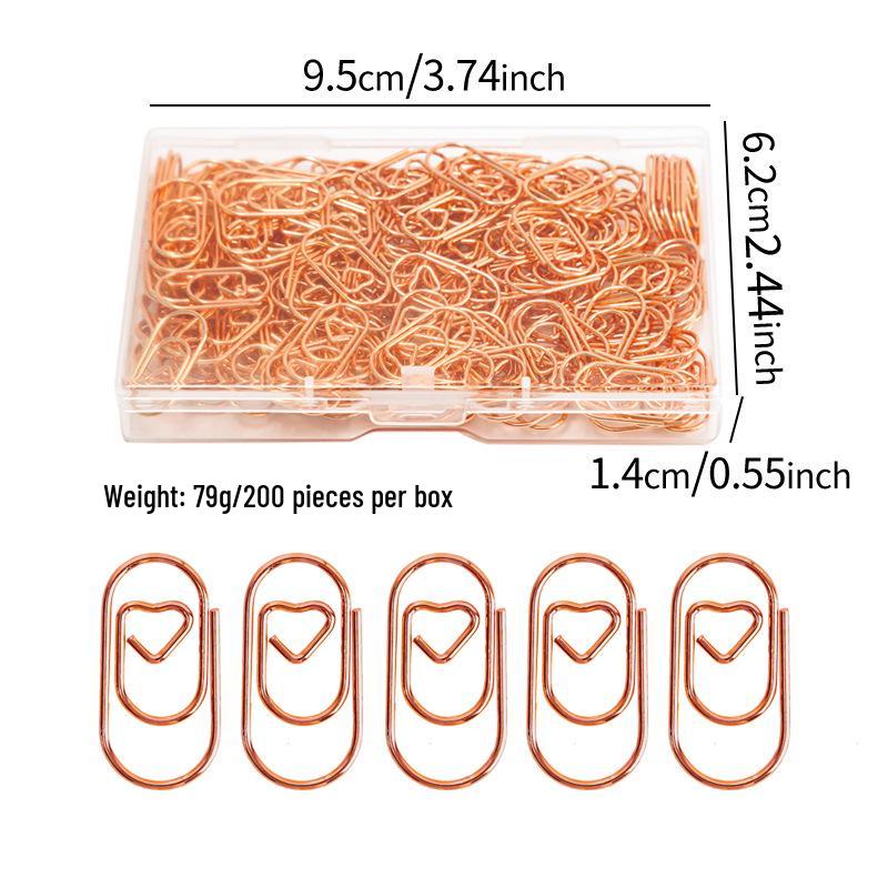 Mini Gold Heart Paperclip Set - Cute Shaped Binder Clips for Student Planners