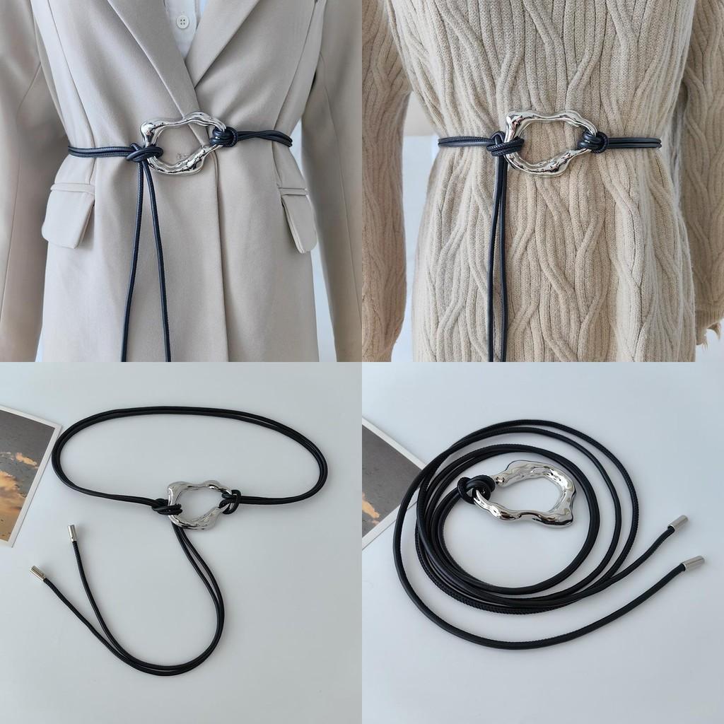 Minimalist Leather Black Dress Belt Alloy Buckle Fine Width Casual Looks