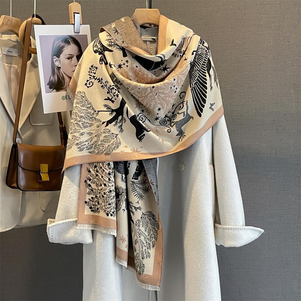 Luxury Warm Tassel Scarf For Women 63*185cm Shawl Imitation Cashmere Pashmina Warps Autumn/Winter Coldproof Windproof Blanket
