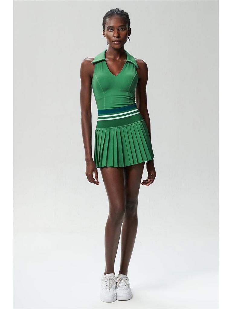 Alo Golf Pleated Skirt & Sleeveless High-End Yoga Tank Top Set - Women's Summer Clothing