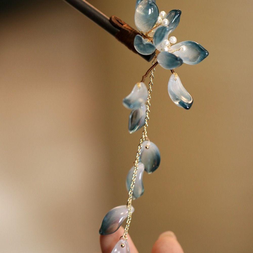 Flower Hanfu Hairpin Chinese Style Wooden Hair Stick Retro   for Women