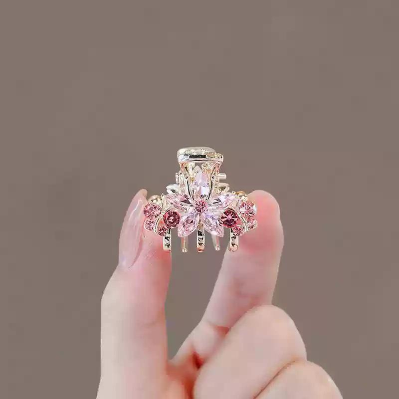 Crystal Flower Hair Claw Clip - Korean Style 2025