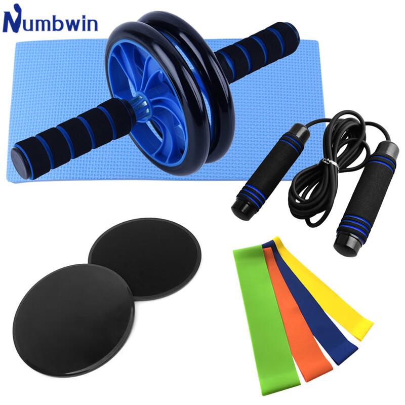 9-Piece Home Fitness Ab Roller & Resistance Training Set