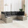 Garden Sofa Set with Cushions 6 Pcs Light Grey Poly Rattan