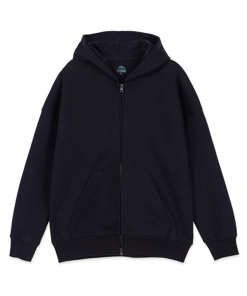 Astral Projection Oversized Wide Shoulder Zip-Up Hoodie_Black