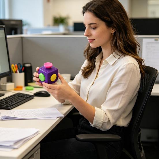 Stress Relief Clicker Cube Toy Portable Anti-Anxiety Relaxation Cube Home Office Silent Calming Cube Sensory Toy