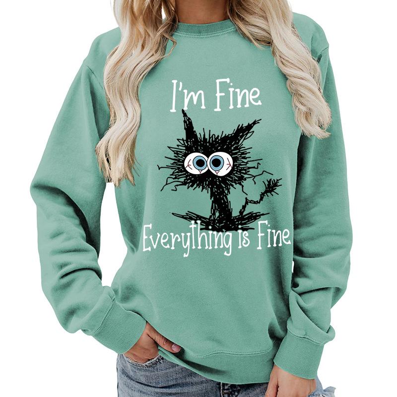 Weekends Printed Round Neck Women's Top Sweatshirt for Autumn Winter Casual Loose Fit Pullovers & Long Sleeves Women’s