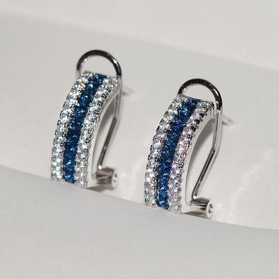 Pendientes de circonitas de cristal plateado para mujer para fiestas de moda