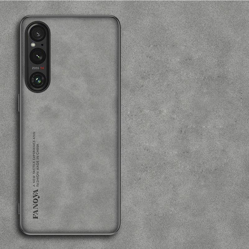 

Case for Sony Xperia 1 V II Vii Luxury Sheepskin PU Leather Silicone Shockproof Matte Bumper Cover for Xperia 1V 10V Phone Shell Sony Xperia 5 IV серый