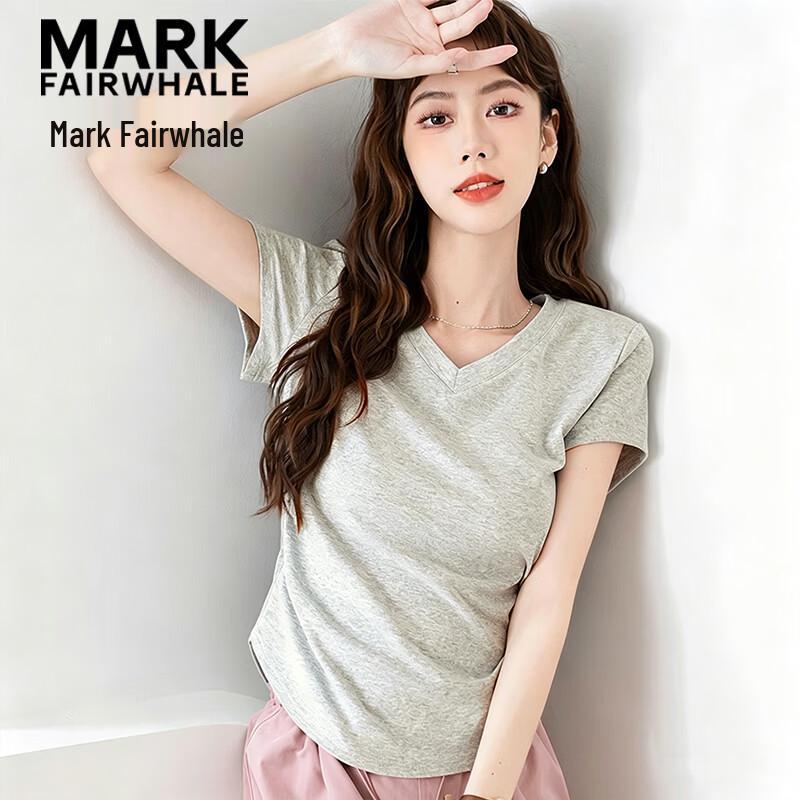 Mark Fairwhale Women's V-Neck Slim Fit Flutter Sleeve T-Shirt