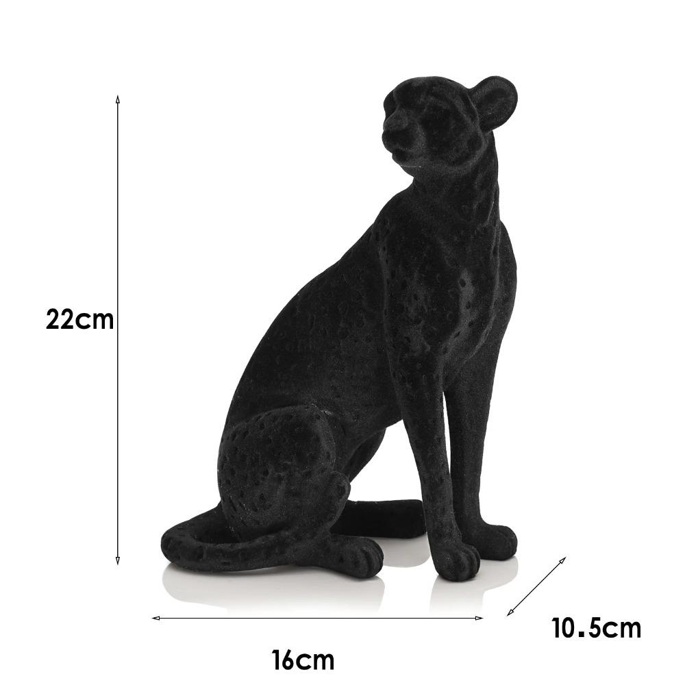 Flocking Leopard Resin Crafts Simulation Leopard Animal Sculpture Resin Desktop Decorative Ornaments Home Decoration Figurine