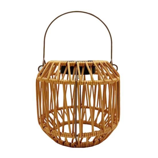 Solar Lantern with Top Handle Outdoor Hanging Rattan Lantern Weatherproof Bohemian Solar Light for Garden Balcony Patio Decoration
