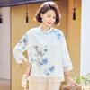 Paster Mid-Aged Women's Chinese Style Floral 3/4 Sleeve Blouse